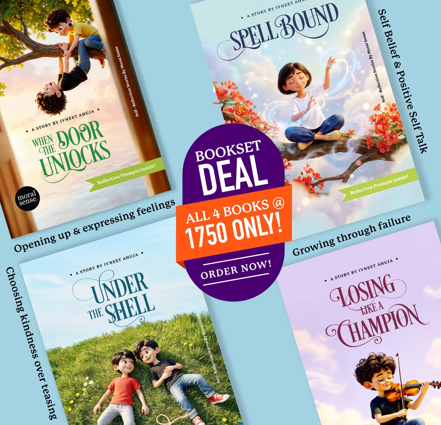 Self Reflection Storybooks Set / Four Meaningful Lessons / 7-11 years